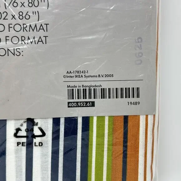 IKEA Tyra Rand King Duvet Cover + Pillowcases Striped 100% Cotton Maximalist New - Picture 7 of 11